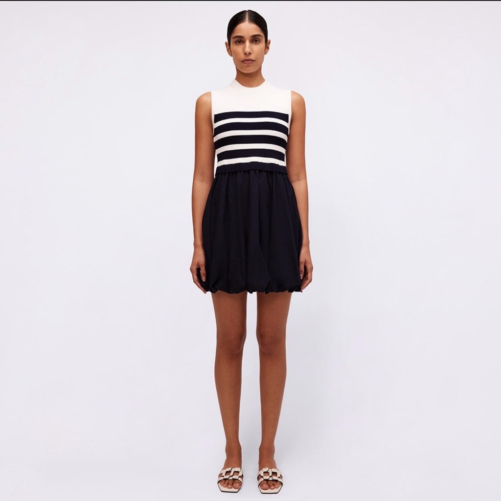 Jonathan Simkhai Black And White Striped Mini Dress